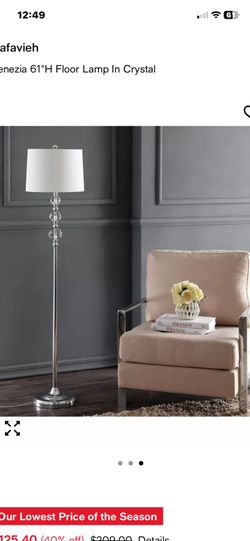 SAFAVIEN Venezia 60"H Floor Lamp In Crystal and Chrome in Perfect condition