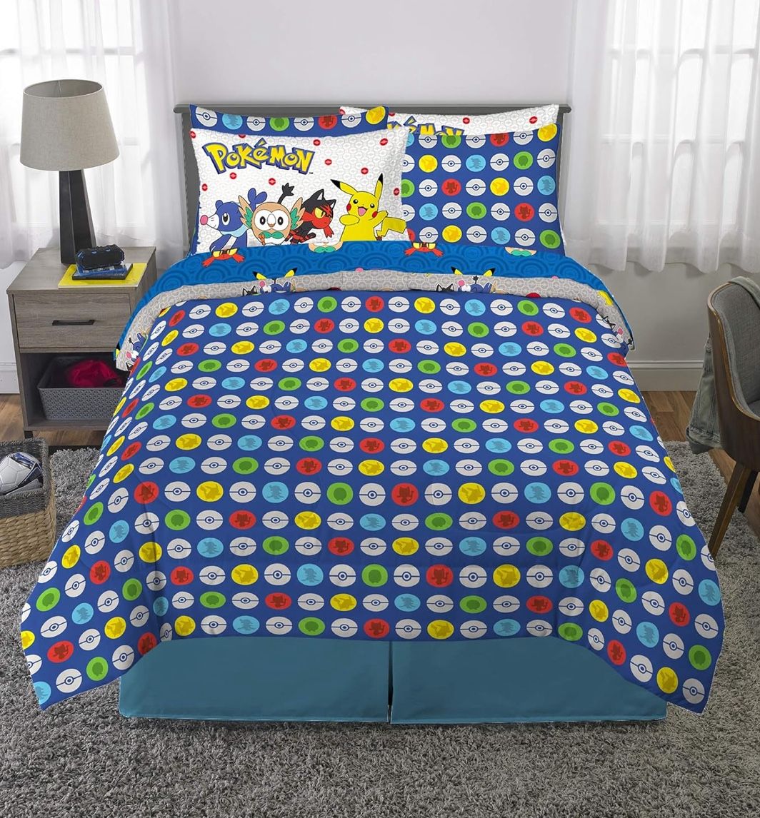 Pokémon Bedroom Decor Set (Bedding, Curtains and lamp)