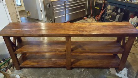 rustic x console table
