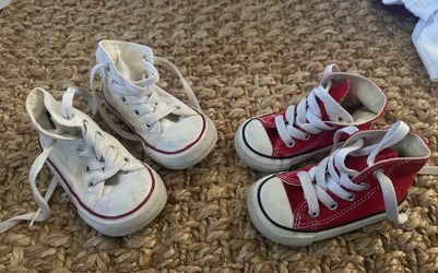 Toddler Converse Red Size 4 and White Size 6 - $10 each