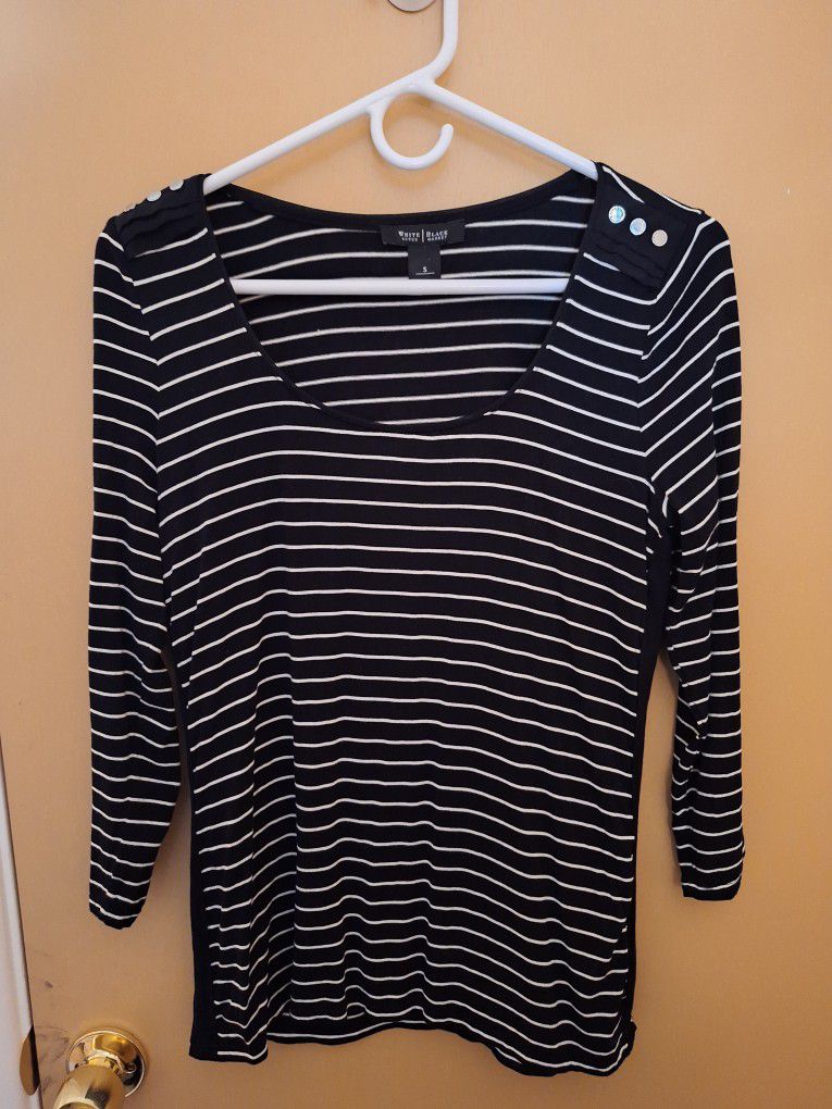 White House Black Market Womens Striped Long Sleeve Top Size Small 