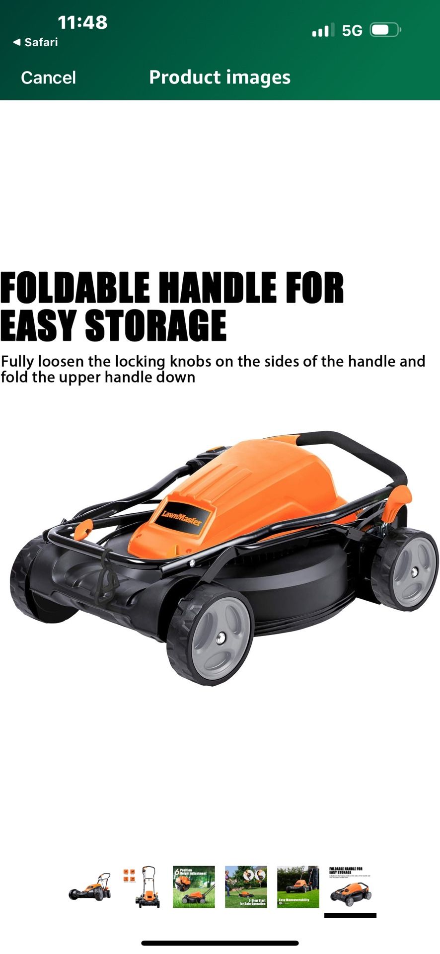 LawnMaster ME1218X Electric Lawn Mower 12AMP 19-Inch * * (1,146)