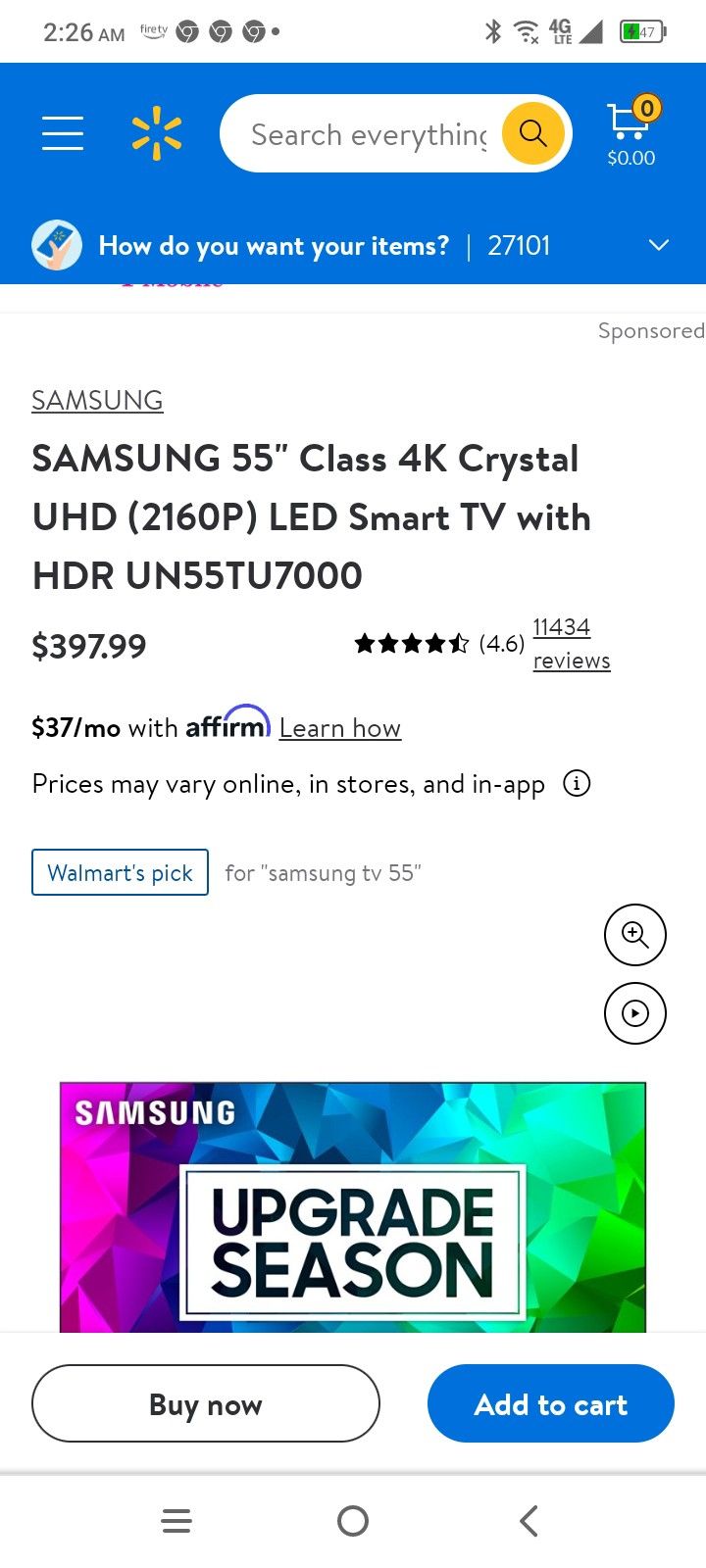 Samsung 55inch Class4k Crystal Uhd..Led Smart Tv With Hdr UN55tu7000..