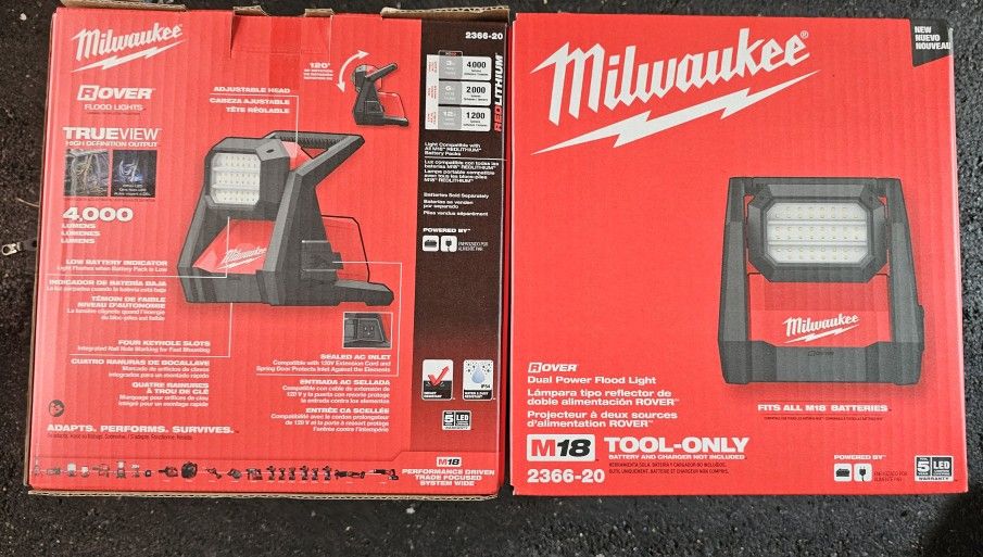 Milwaukee
M18 GEN-2 18-Volt Lithium-Ion Cordless 4000 Lumens ROVER LED AC/DC Flood Light (Tool-Only)