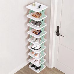 9 Tier Vertical Shoes Rack Tall Narrow Shoe Tower for Small Spaces Storage