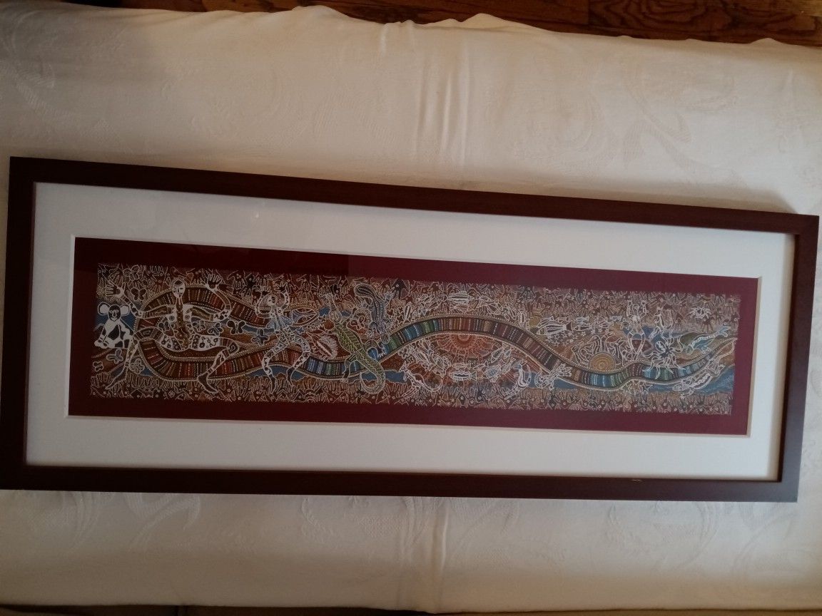 Framed  Snake Picture 29.5L X 11.3/4W