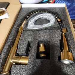 New Kitchen Faucet Gold And Black With Blue LED Lights