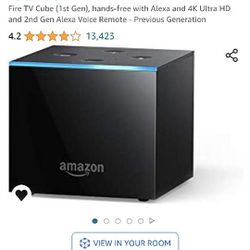 Fire TV Cube (1st Gen), hands-free with Alexa and 4K Ultra HD and 2nd Gen Alexa Voice Remote