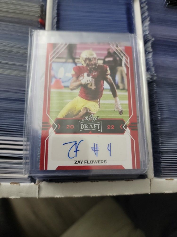 2022 Leaf Draft Zay Flowers Rookie Auto