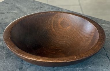 Mid-Century Modern Woodcroftery Turned Wooden Bowl with Dark Stain