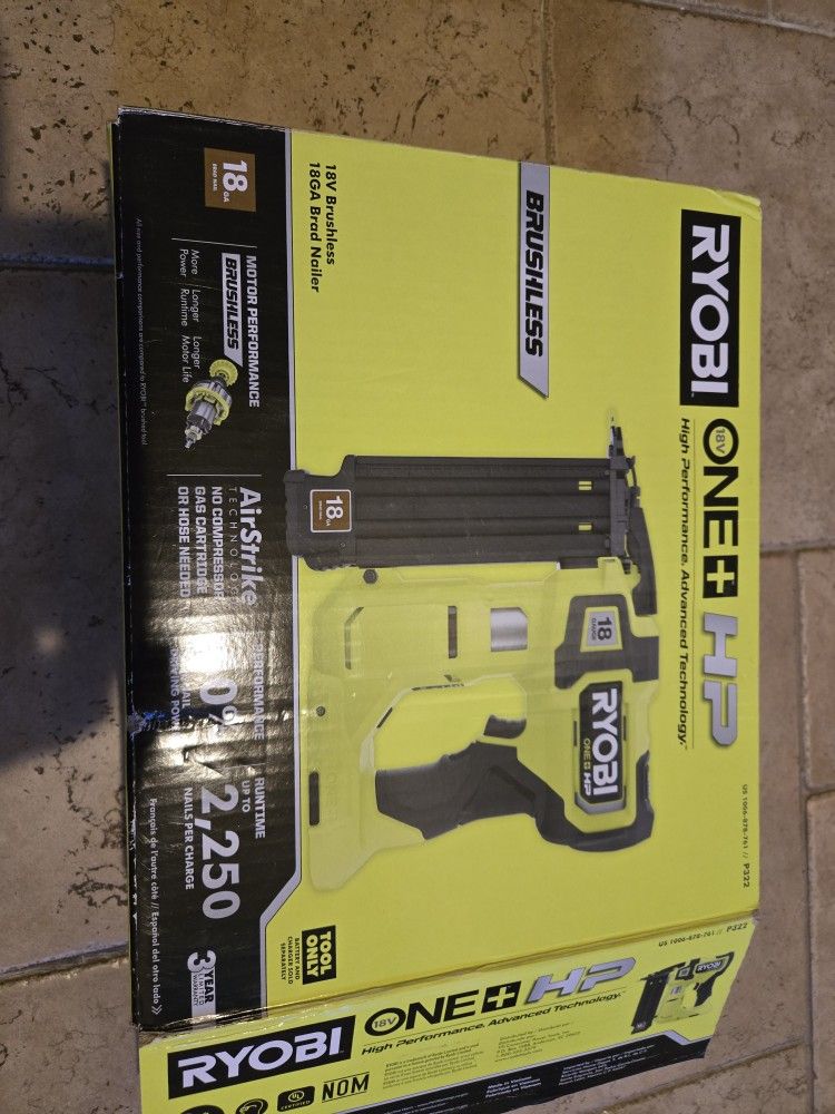 New ONE+ HP 18V 18-Gauge Brushless Cordless AirStrike Brad Nailer