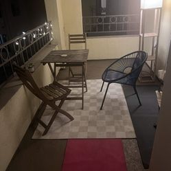 Patio Table And Blue Chair 