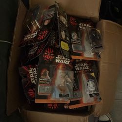 Box full of 1999 star wars action figures 