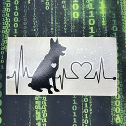 1 Black German Shepherd Heartbeat Sticker 7”