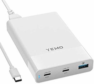 Photo USB C Charger, YEMO Type-C Charging Station with Power Delivery Total 90W 3-Port, USB C 60W&18W PD & QC 3.0 18W Power Adapter