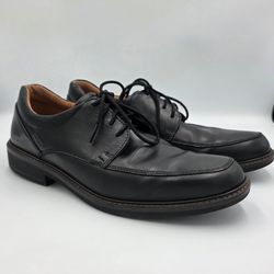 Ecco Holton Apron Toe Tie Oxford Shoes Men EU 42 US 8 Black Leather Dress Lace