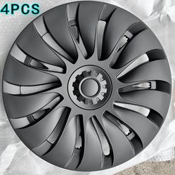 21" Set of 4 Wheel Rims Cover Hubcap Snap on Tesla Model Y-Black Matte