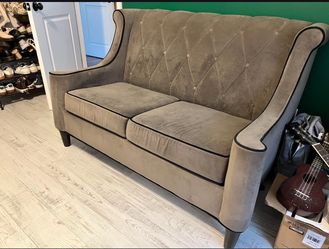 brown loveseat couch
