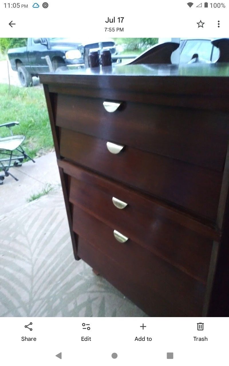 Antique Mid-century Solid Wood Dresser And Chest Of Drawers From Germany