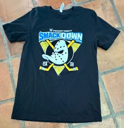 WWE Smack Down x NHL Anaheim Mighty Ducks Graphic Print T-Shirt Size M