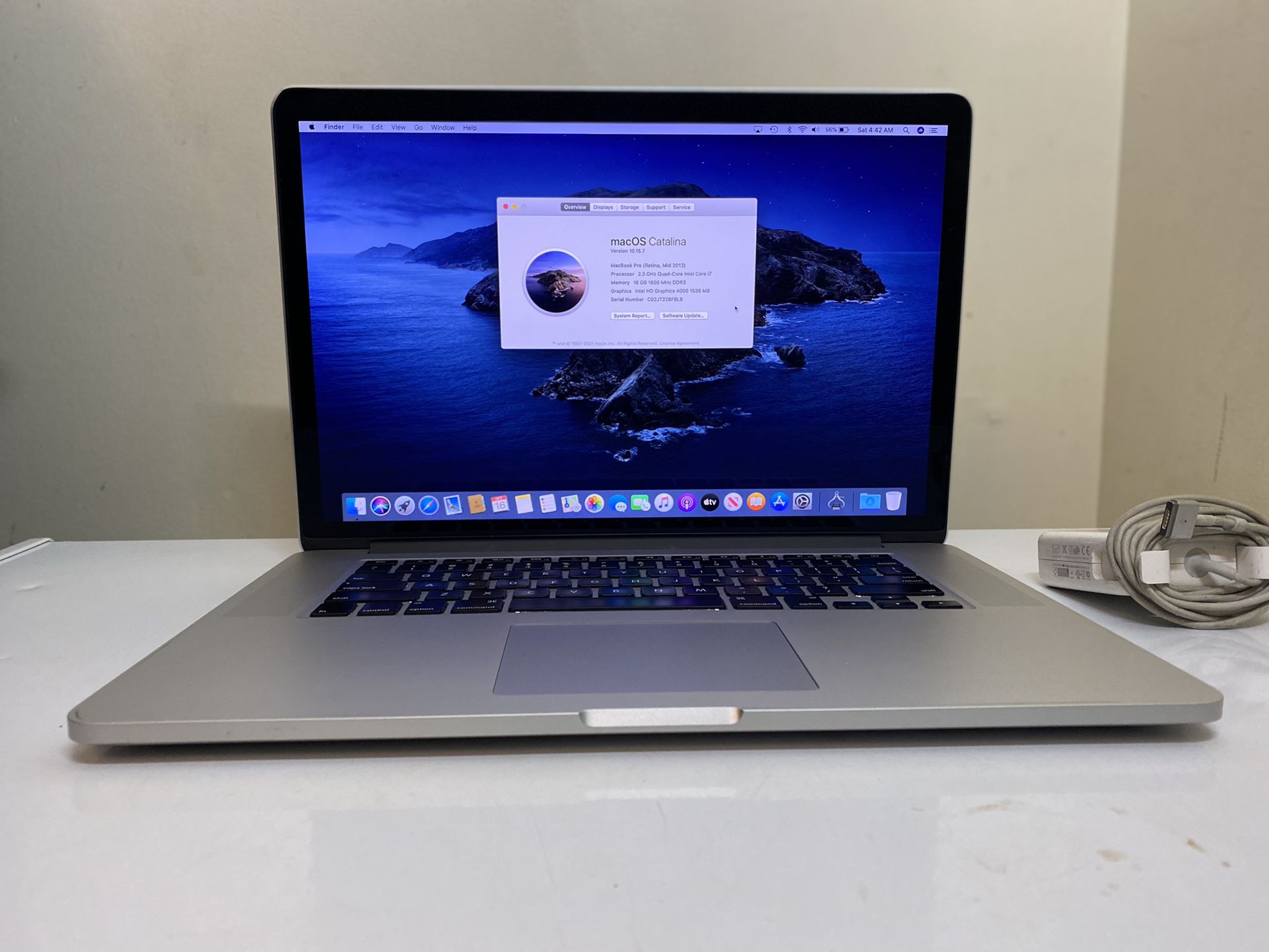Apple MacBook Pro A1398 | Retina | 15.4” | Mid 2012 | Core i7 | 16GB RAM | 251GB SSD| macOS Catalina 10.15