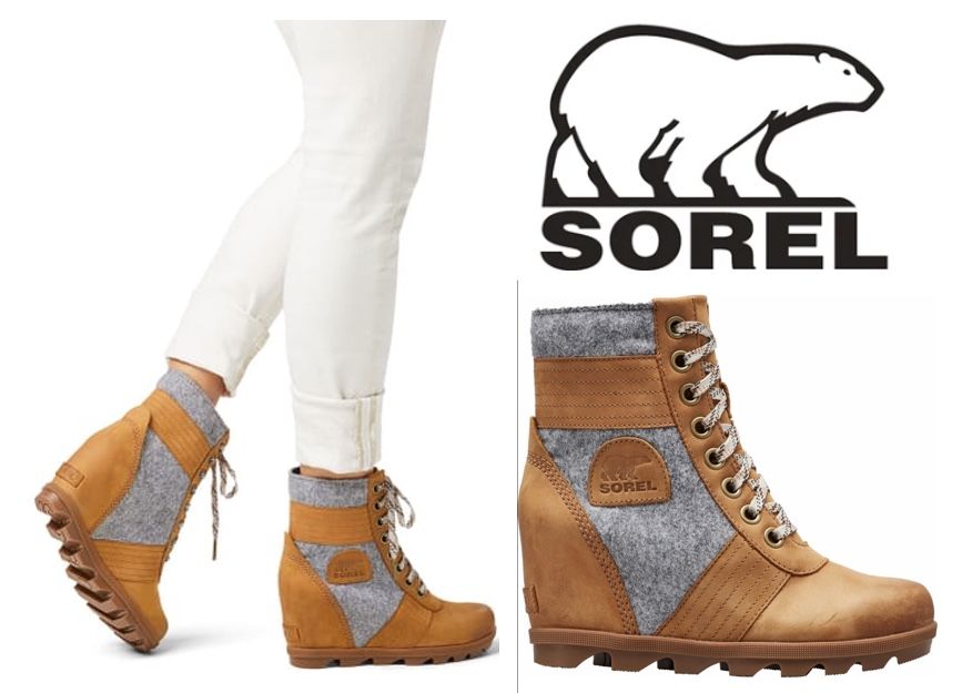 SOREL Lexie Wedge Boots - Ash Brown & Heather US 8.5