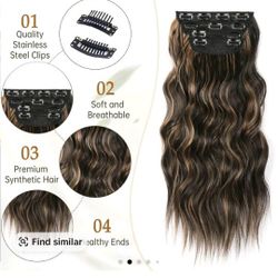 Hair Extensions 24in Color Natural Black With Honey Blonde Highlights 