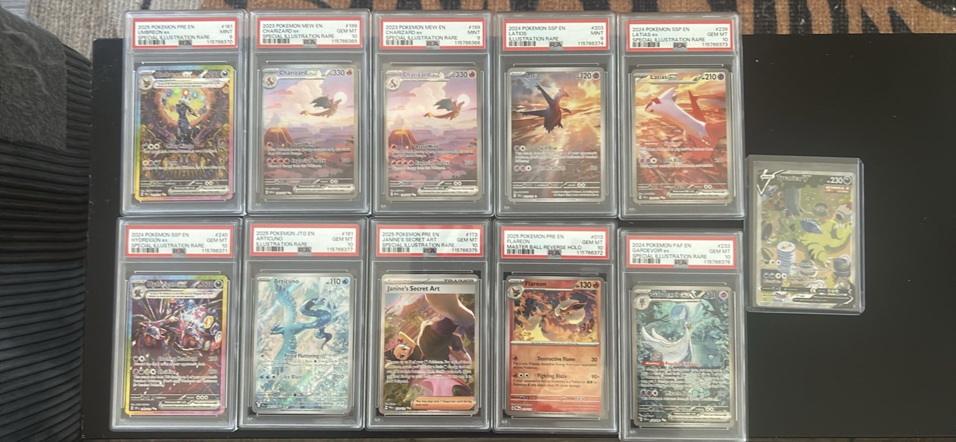 Graded Pokemon cards. Umbreon, Charizard, Prismatic evolutions, 151 and more (prices in description)