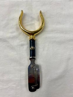 Gucci Italy Vintage Wine Bottle Opener Corkscrew Bar Tool Gold Tone Black