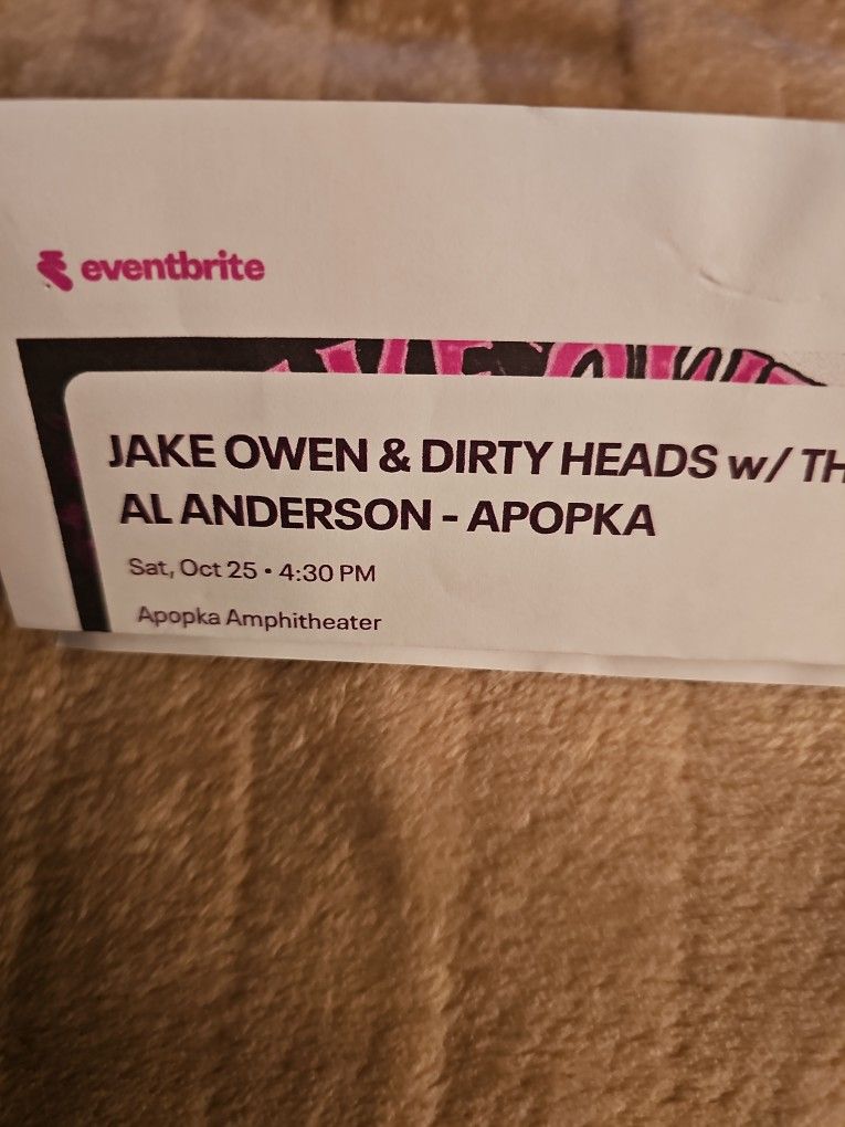 2 Tickets Jake Owen & Dirty Heads