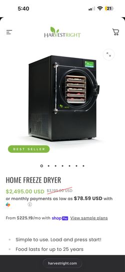 x2 medium harvest right freeze dryers