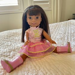 American Girl Wellie Wishers Ashlyn 14.5 Inch Doll LIKE NEW With Outfit And Boots