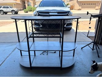 Modern Coffee Bar / Home Bar Cabinet w/ Power Outlet, Wine Rack & LED Light  Price: $75 OBO