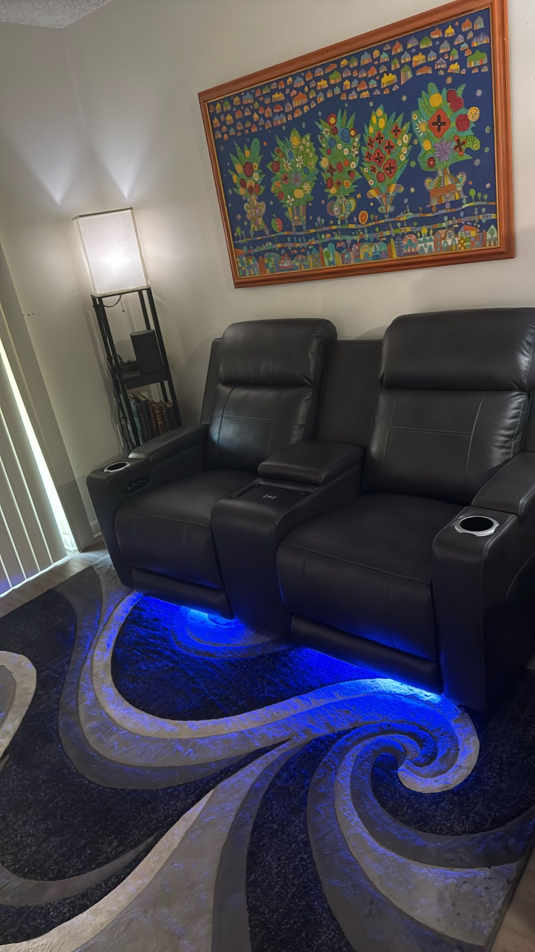 Black Power Love Seat w/ usb and wireless charging