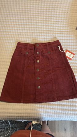 Burgundy Corduroy Button-Front Mini Skirt