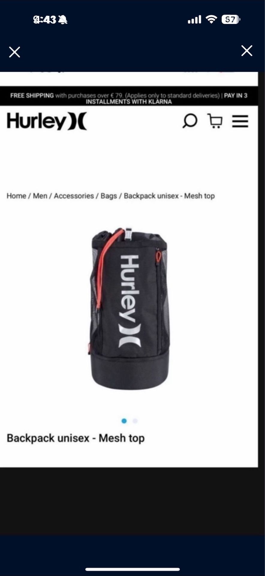 Hurley Mesh Top Backpack