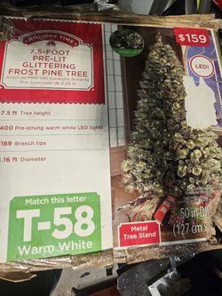 7.5 Foot pre-lit glittering frost pine tree