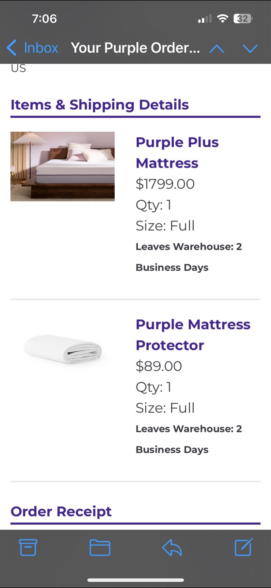 New Purple Full Size Mattress 