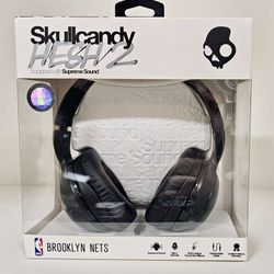 Brand New in Box - Skullcandy Hesh 2.0 Corded Mic Headphones - NBA Brooklyn Nets Black