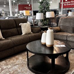 $39 Down with Easy Financing or $1339 will get this brand new Ashley Scranto Reclining Sofa and Loveseat Set Brindle color.  Fast delivery Easy financ
