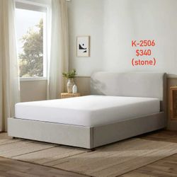 Silk&snow King size Bed Frame with Storage (stone) FS2506