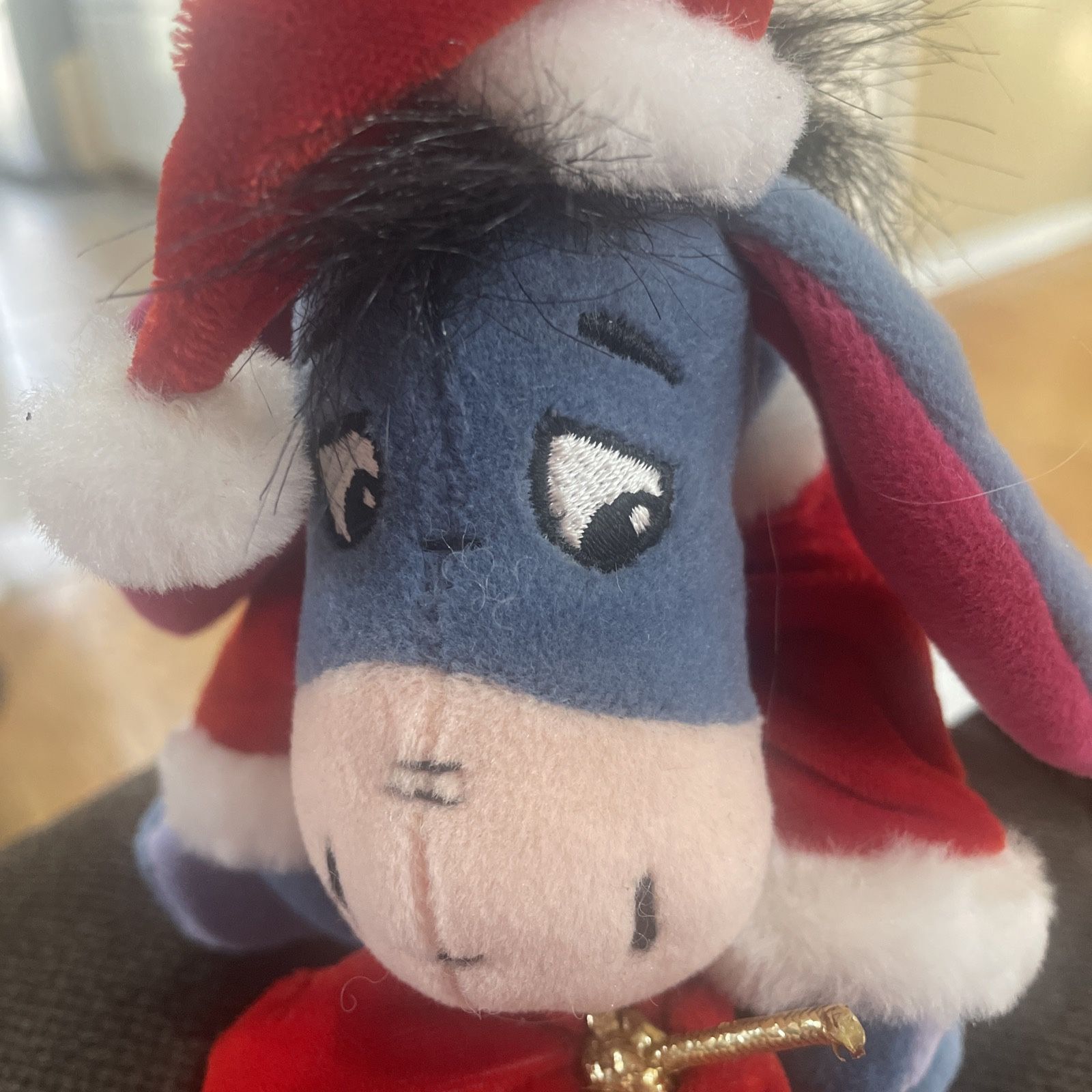 Exclusively Walt Disney Winnie The Pooh Santa Eeyore Beanie Plush Stuffed Animal