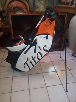 Vessel Tito's Golf Bag Pro Stand Black White Orange Collab Limited Edition Golf Bag NWT