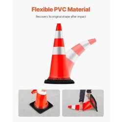 Safety Cones, 8 x 30" Traffic Cones, PVC Orange Construction Cones, Reflective Collars Traffic Cones with Black Weighted Base Used for Traffic Control