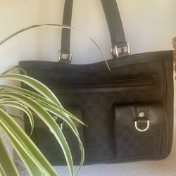 Gucci Women’s Black Abbey Shoulder Bag Leather And Canvas Vintage 