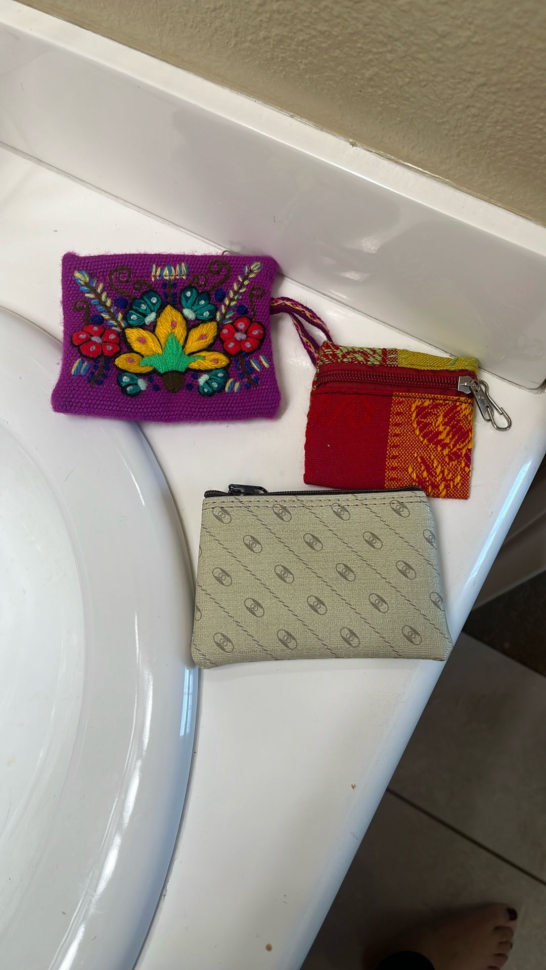3 Antique Coin Bags Set 