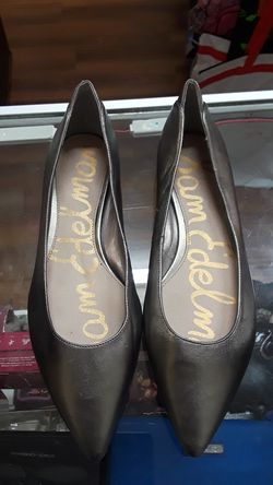 Sam Edelman dark silver leather flats size 8 1/2, very nice color.
