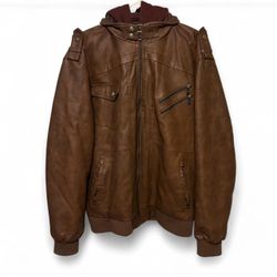 Faux Leather Brown Jacket Coat