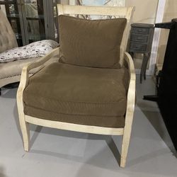 Whitewashed Sitting Chair With Brown Cushions MSRP $695   