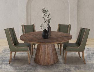 Made in Mexico!!!  5 pc Dining Set beautifully crafted round dining table with a single pedestal base, providing stability and durability